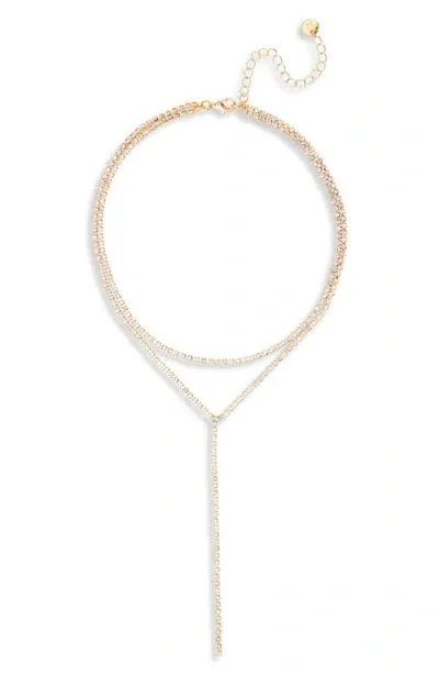 Bp. Rhinestone Layered Y-necklace In Gold