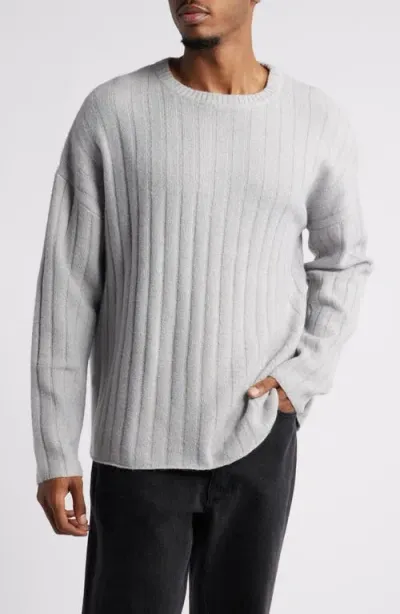 Bp. Rib Crewneck Sweater In Grey Alloy