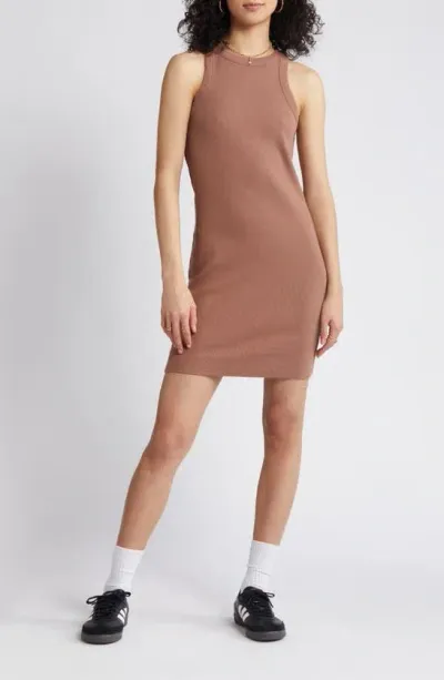 Bp. Rib Tank Minidress In Brown Topaz