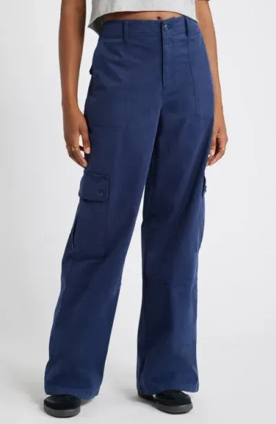 Bp. Twill Wide Leg Cargo Pants In Navy Iris