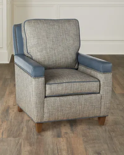 Bradington-young Fallon Leather Club Chair In Gray