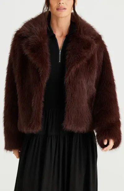 Brave + True Brave+true Bertoli Faux Fur Jacket In Chocolate