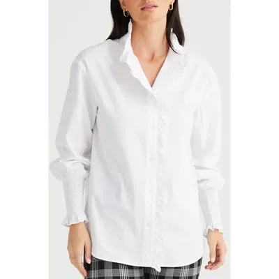 Brave + True Brave+true Countess Ruffle Edge Button-up Shirt In White