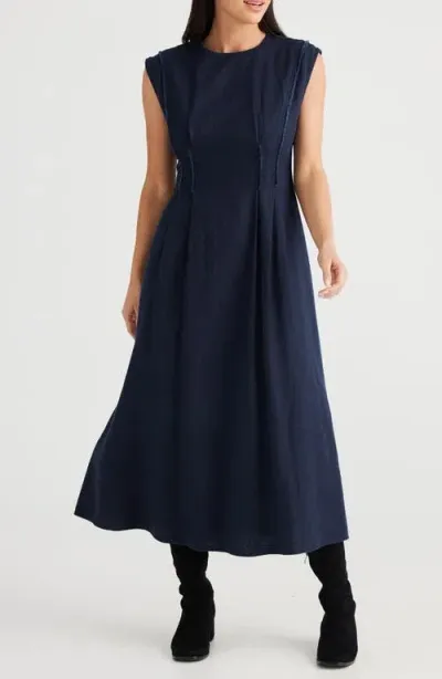 Brave + True Brave+true Fortuna Sleeveless A-line Dress In Navy