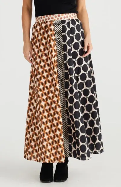 Brave + True Brave+true Lucy Mixed Print Maxi Skirt In Gingerbread