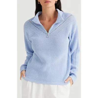 Brave + True Brave+true Marden Quarter Zip Sweater In Periwinkle