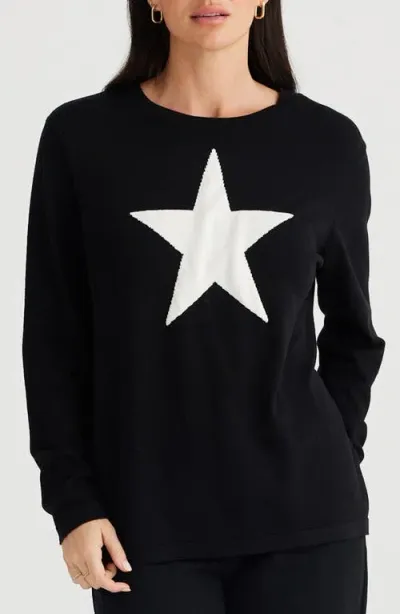 Brave + True Brave+true Petra Star Knit Top In Black W White