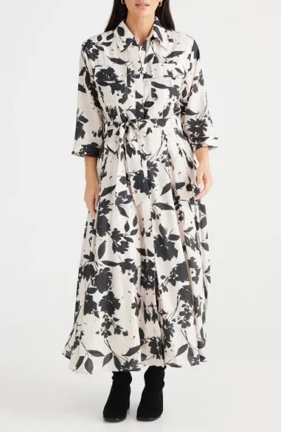 Brave + True Brave+true Rossellini Floral Print Shirtdress In Shadow Bloom