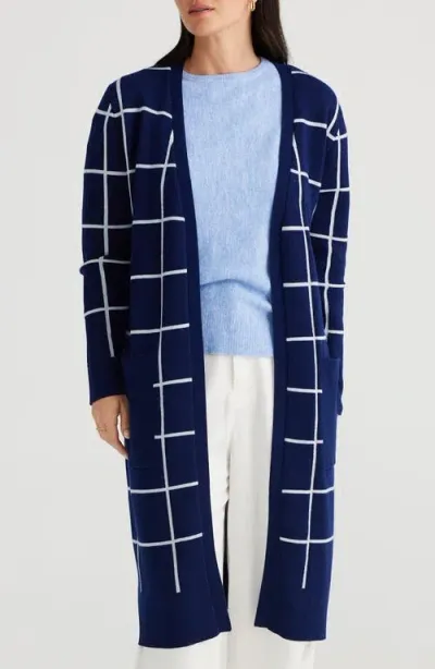 Brave + True Brave+true St. Moritz Grid Cardigan In Navy