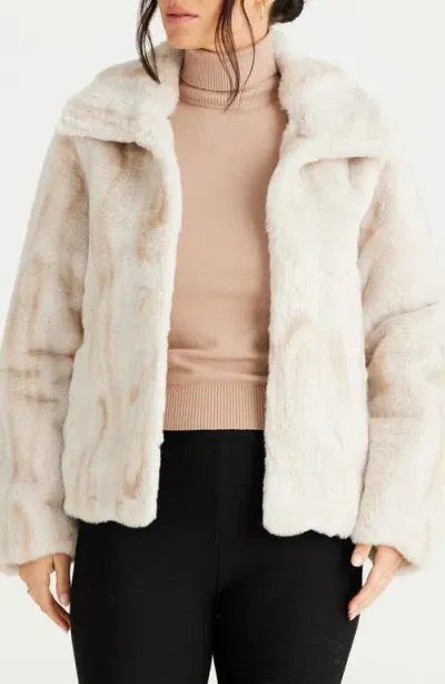 Brave + True Brave+true Steinway Faux Fur Jacket In Linear Vanilla