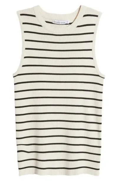 Brave + True Brave+true Tori Rib Stripe Tank In Cream W Black Stripe