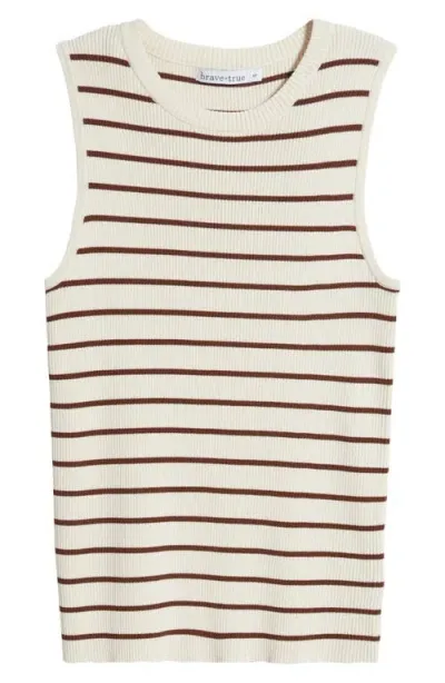 Brave + True Brave+true Tori Rib Stripe Tank In Cream W Cocoa Stripe