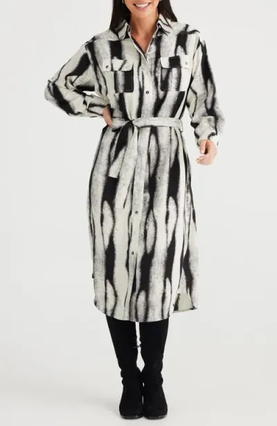 Brave + True Brave+true Wonderland Long Sleeve Belted Shirtdress In Taipan