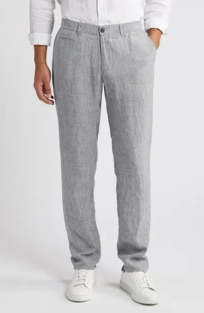 Brax Fabio Deluxe Modern Fit Flat Front Linen Pants In Silver