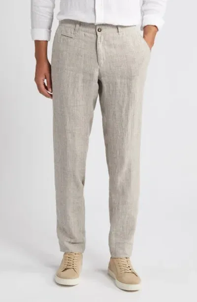 Brax Fabio Deluxe Modern Fit Flat Front Linen Pants In Travel