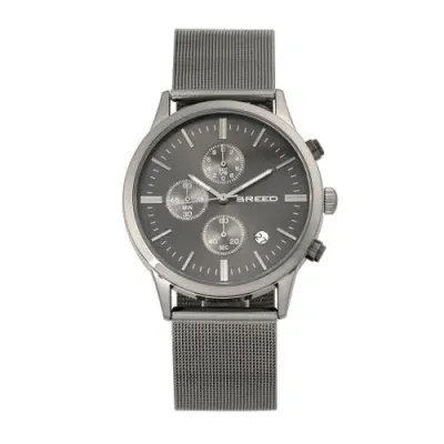 Breed Espinosa Chronograph Mesh-bracelet Watch W/ Date In Gunmetal/black