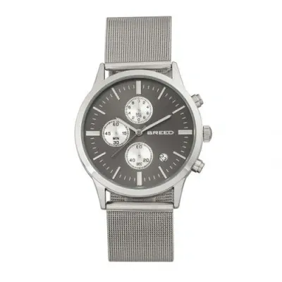 Breed Espinosa Chronograph Mesh-bracelet Watch W/ Date In Silver/gunmetal