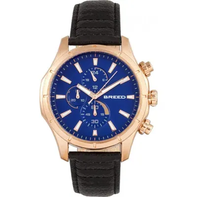 Breed Lacroix Chronograph Leather-band Watch In Rose Gold/black