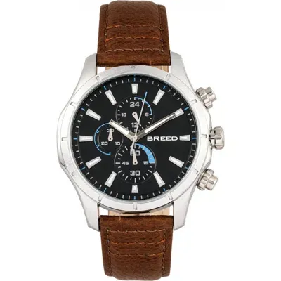 Breed Lacroix Chronograph Leather-band Watch In Silver/brown