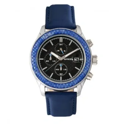 Breed Maverick Chronograph Leather-band Watch W/date In Silver/blue