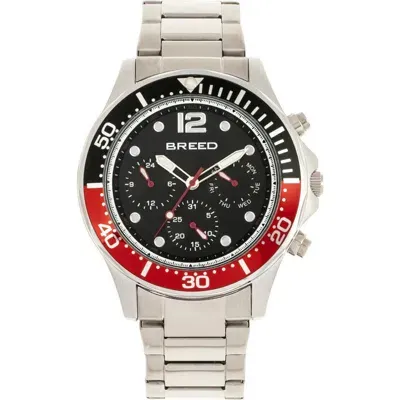 Breed Pegasus Bracelet Watch W/day/date In Red/silver