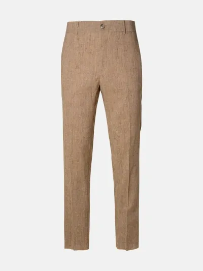 Brian Dales Brown Linen Blend Trousers