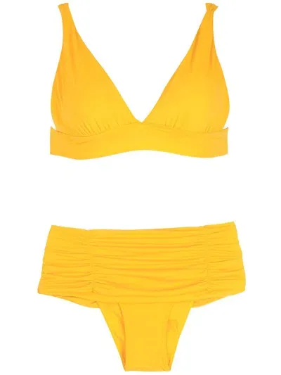 Brigitte Draped V-neck Bikini Set In Yellow