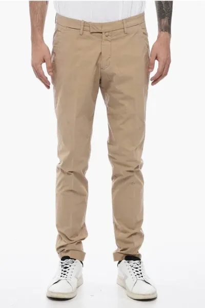 Briglia 1949 Slim Fit Trousers With Welt Pockets In Neutral