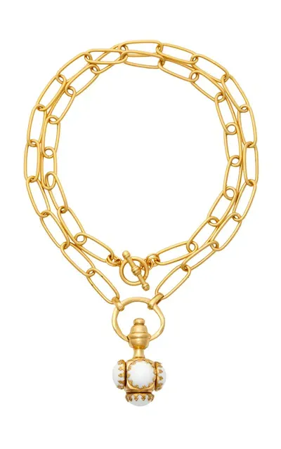 Brinker & Eliza Crosby 24k Gold-plated Glass Cabachon Necklace