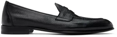 Brioni Black Appia Penny Loafers In 1000 Black