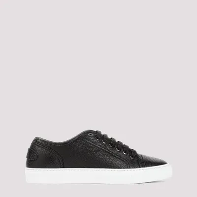 Brioni Pebbled-finish Low-top Sneakers In Black