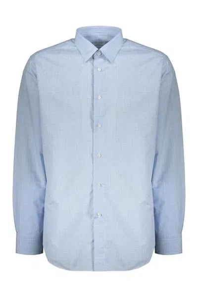 Brioni Checked Shirt In Light Blue