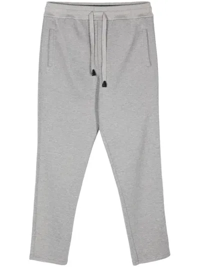 Brioni Embroidered-logo Sweatpants In Grey