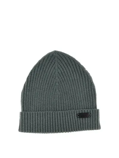 Brioni English Ribbed Beanie In Verde