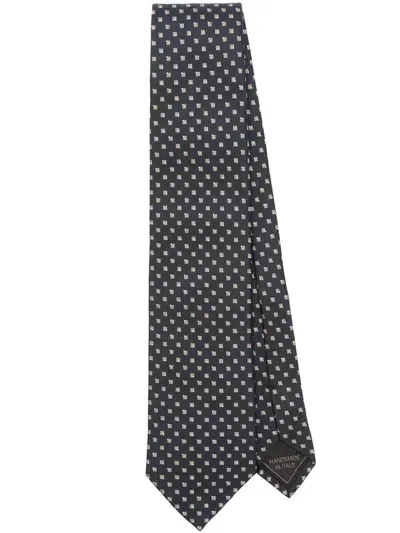 Brioni Geometric-jacquard Tie In Blue