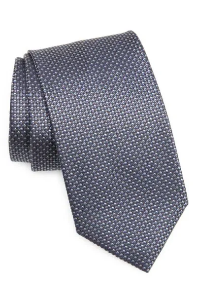 Brioni Geometric Pattern Silk Tie In Dark Blue Multi