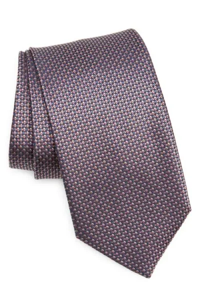 Brioni Geometric Pattern Silk Tie In Midnight Blue Multi