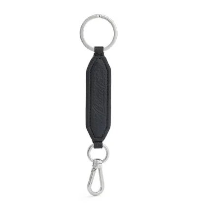 Brioni Grained Leather Key Holder In Black