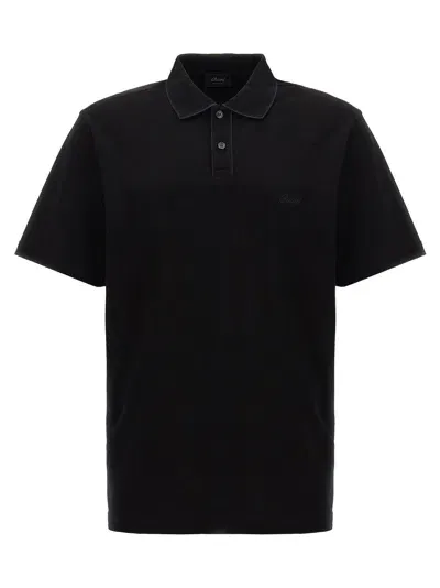 Brioni Logo Embroidery Polo Shirt In Black