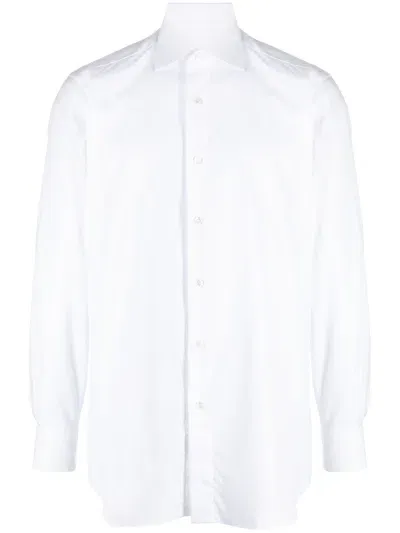 Brioni Long-sleeve Cotton Shirt In White