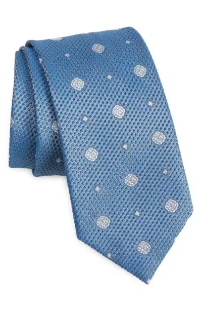 Brioni Neat Medallion Silk Tie In Blue