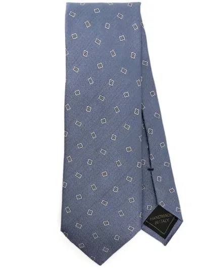 Brioni Patterned-jacquard Tie In Blue