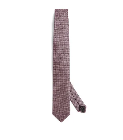 Brioni Silk Diagonal Jacquard Tie In Black