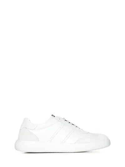 Brioni Panelled Suede-leather Sneakers In White