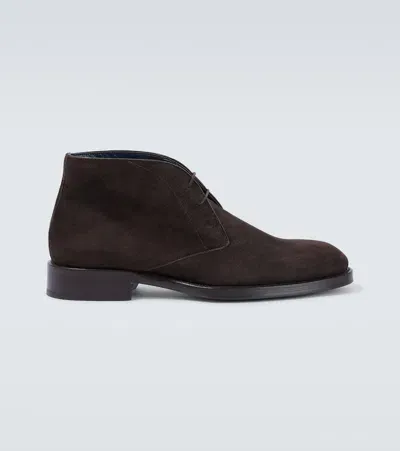 Brioni Suede Desert Boots In Coffee