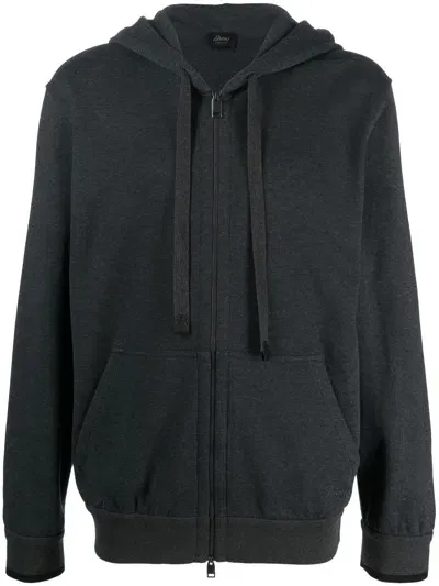 Brioni Zip-up Long-sleeved Hoodie In Black