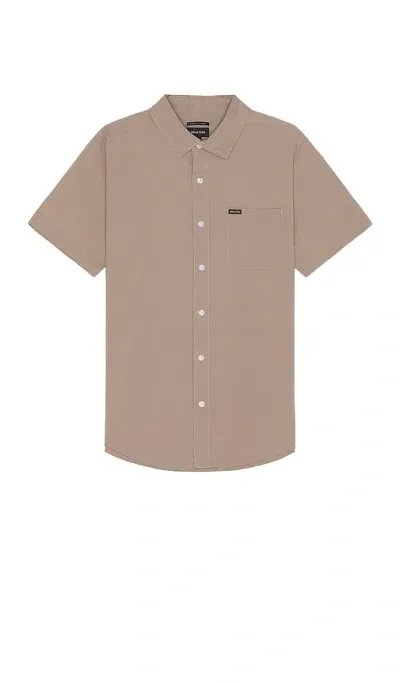 Brixton Charter Sol Wash Short Sleeve Shirt In Cinder Grey Sol Wash