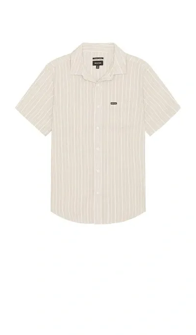 Brixton Charter Stripe Sleeve Shirt In Off White & Cinder Grey