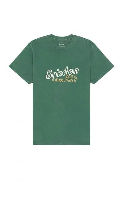 Brixton Gustin Short Sleeve Tailored Tee In Trekking Green Worn Wash