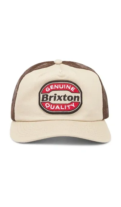 Brixton Keaton Netplus Trucker Hat In Sand & Sepia